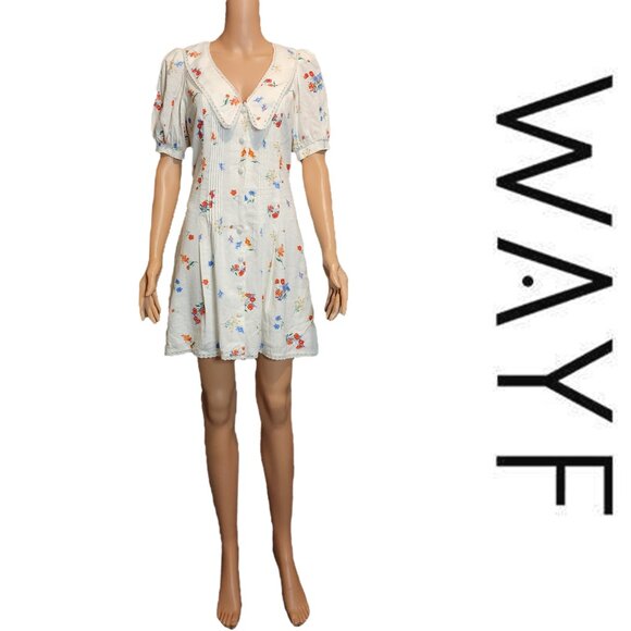 Wayf Berkleigh Collar Mini Dress NWT Missing Button Small - Picture 1 of 12